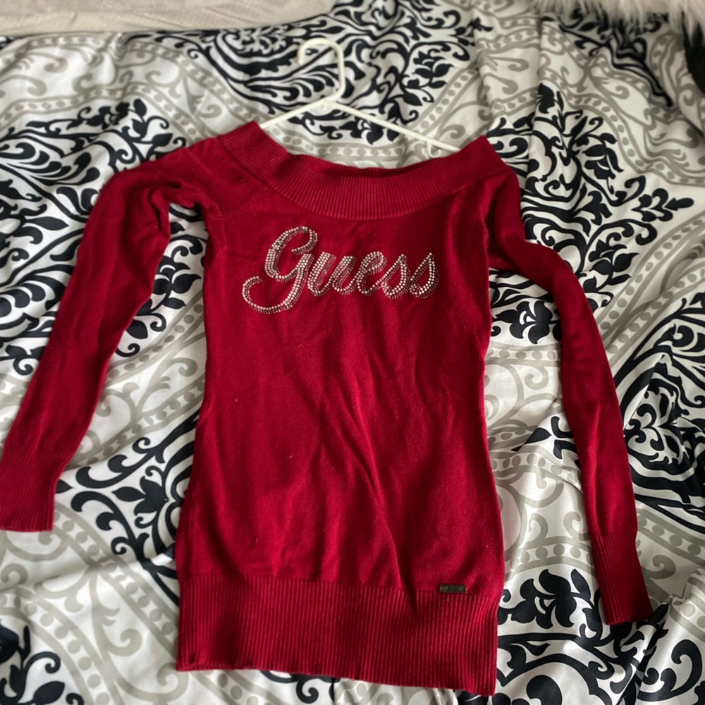 Guess Women's Scarlet Crew Neck Sweater missing sparkle gems